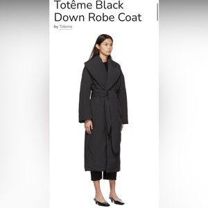 Warm Black Down robe coat by Toteme size small, us4 dk34